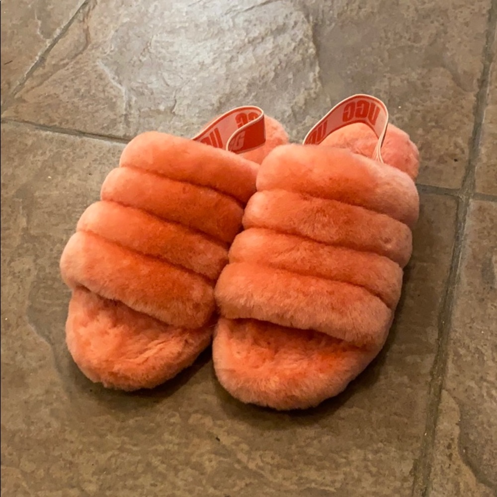 UGG Fluff Yeah Slide Slippers in Coral - Picture 3 of 5